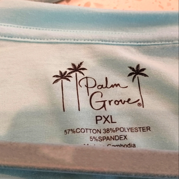 PALM GROVE PALM TREE EMBELLISHED COTTON FUN SUMMER TOP! - Picture 2 of 2